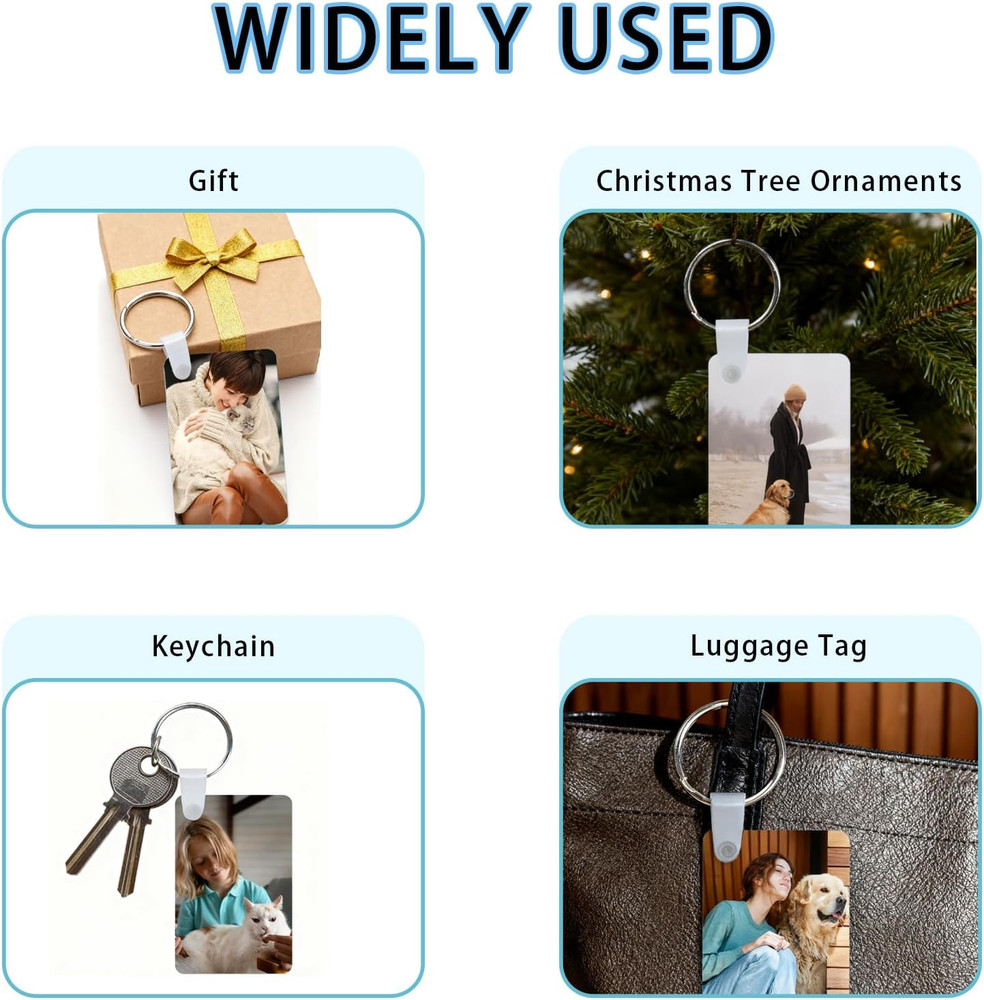 120Pcs Sublimation Keychain Blanks with Rings Clips MDF Keychains Blanks Double