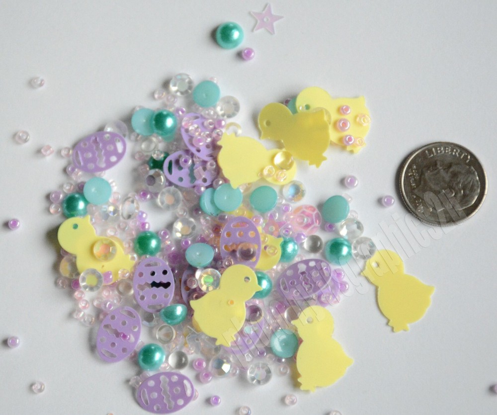 Happy Easter ~ Sparkletz / w Easter Egg & Chick Confetti / Shaker Cards & Crafts