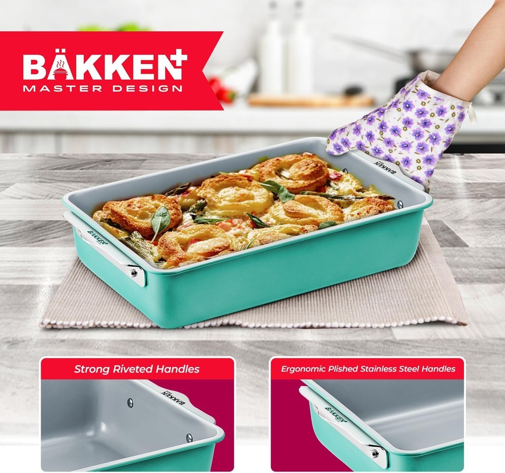 Bakken 8-Piece Stackable Bakeware Set - Ceramic Non-Stick Coating, Baking Sheets