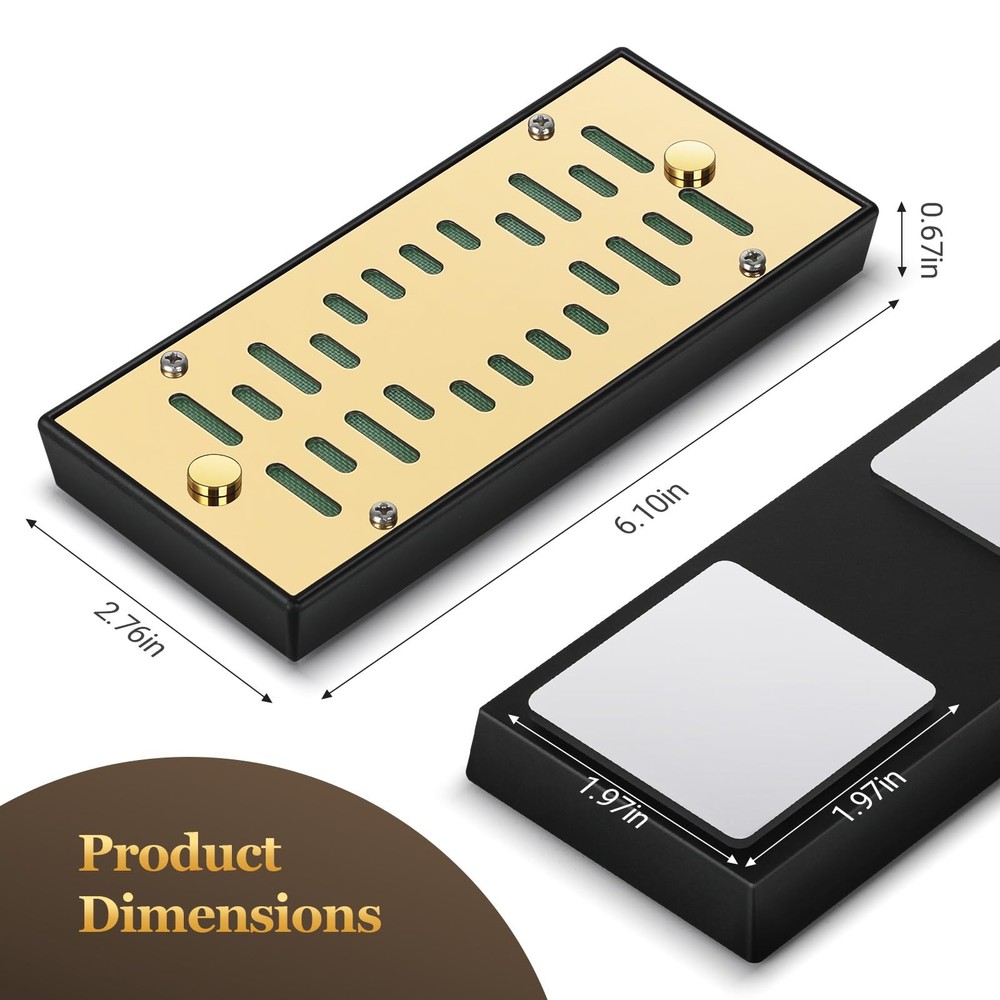 DXXULL High-end Cigar Humidifier, Rectangular 6.10*2.76*0.67, Gold