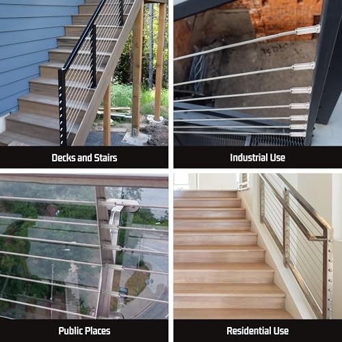 1/8" Quick-Connect Cable Railing Kit - 10 Sets, Tool-Free Standard