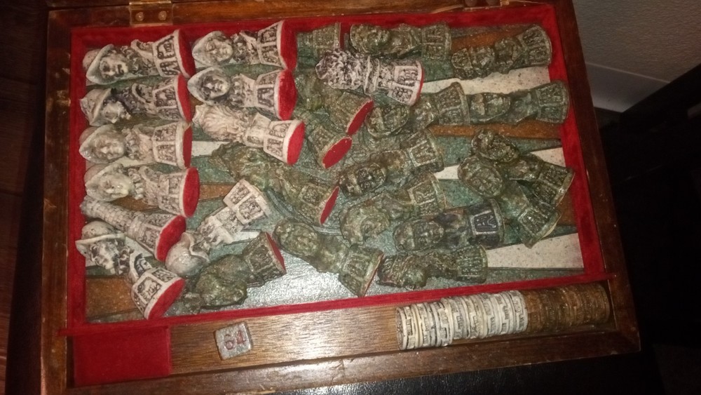 Vintage Unique Aztec Spanish Folding Chess Board Set