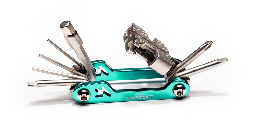 EyezOff Folding Bicycle Multi Tool With 18 Functions (Aquamarine/Silver)
