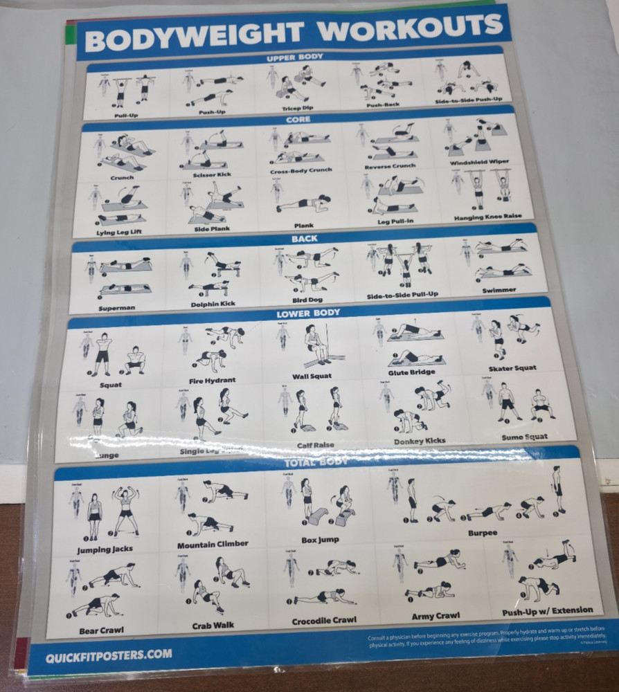 Quickfit 14 Pack Laminated 18x24 Workouts Exercise Dumbbell Kettleball Posters