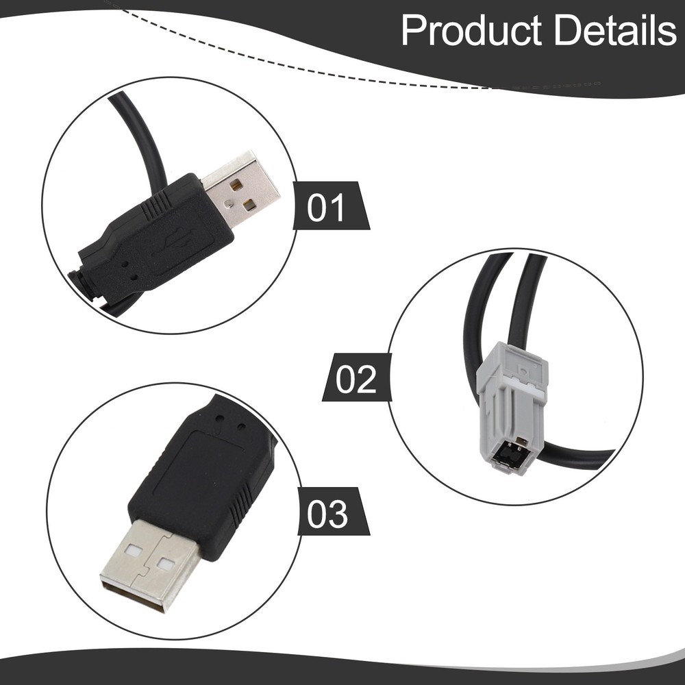 Black Car Cable USB to MP3 Data Line Adapter for Direct Installation