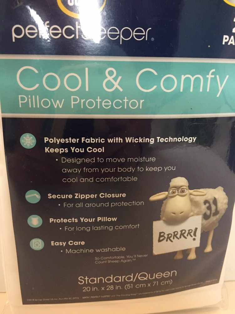 Serta Perfect Sleeper Cool & Comfy Pillow Protector Standard Queen 2 Pack White