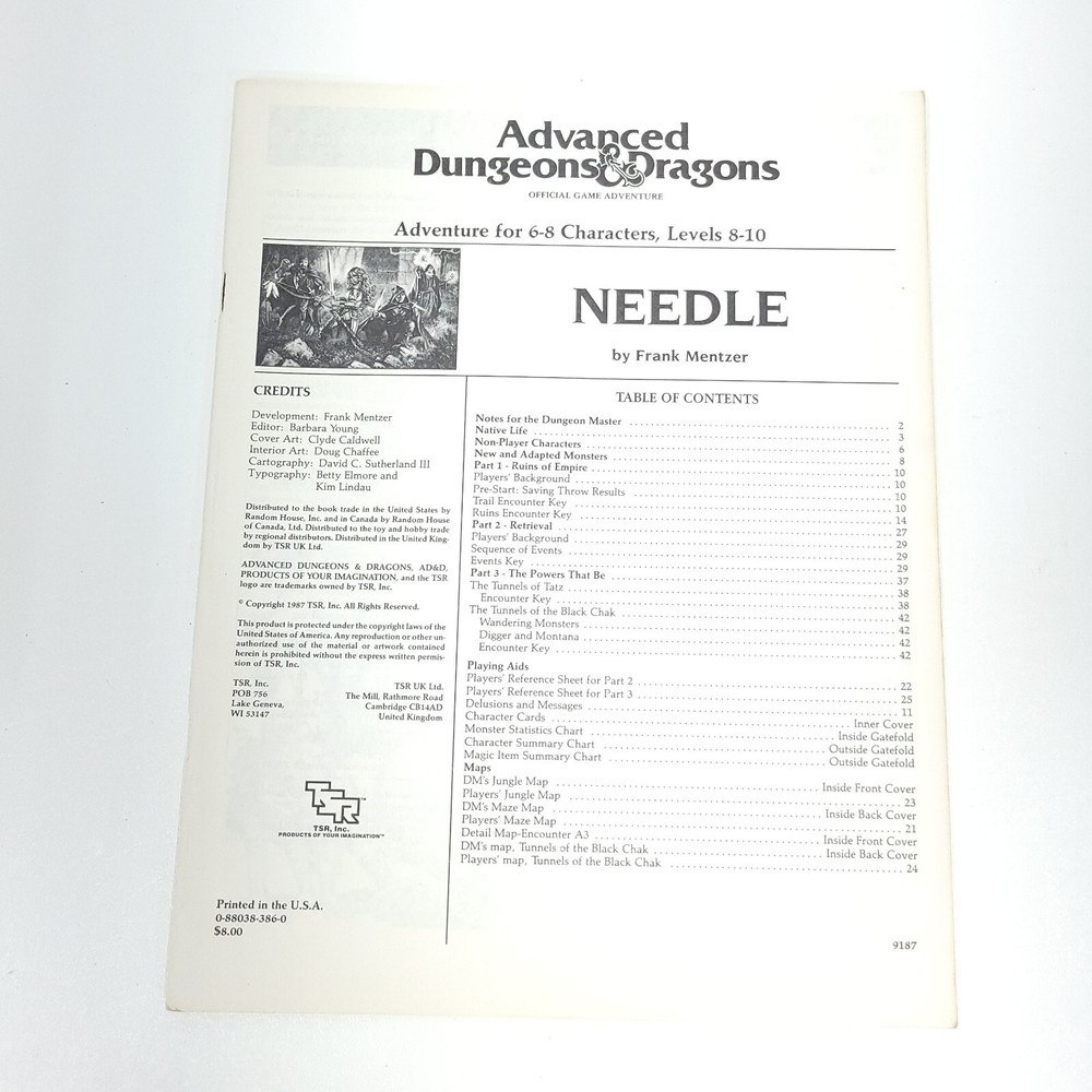 AD&D Needle Adventure Module I11 - 9187 TSR 1987 Complete Original