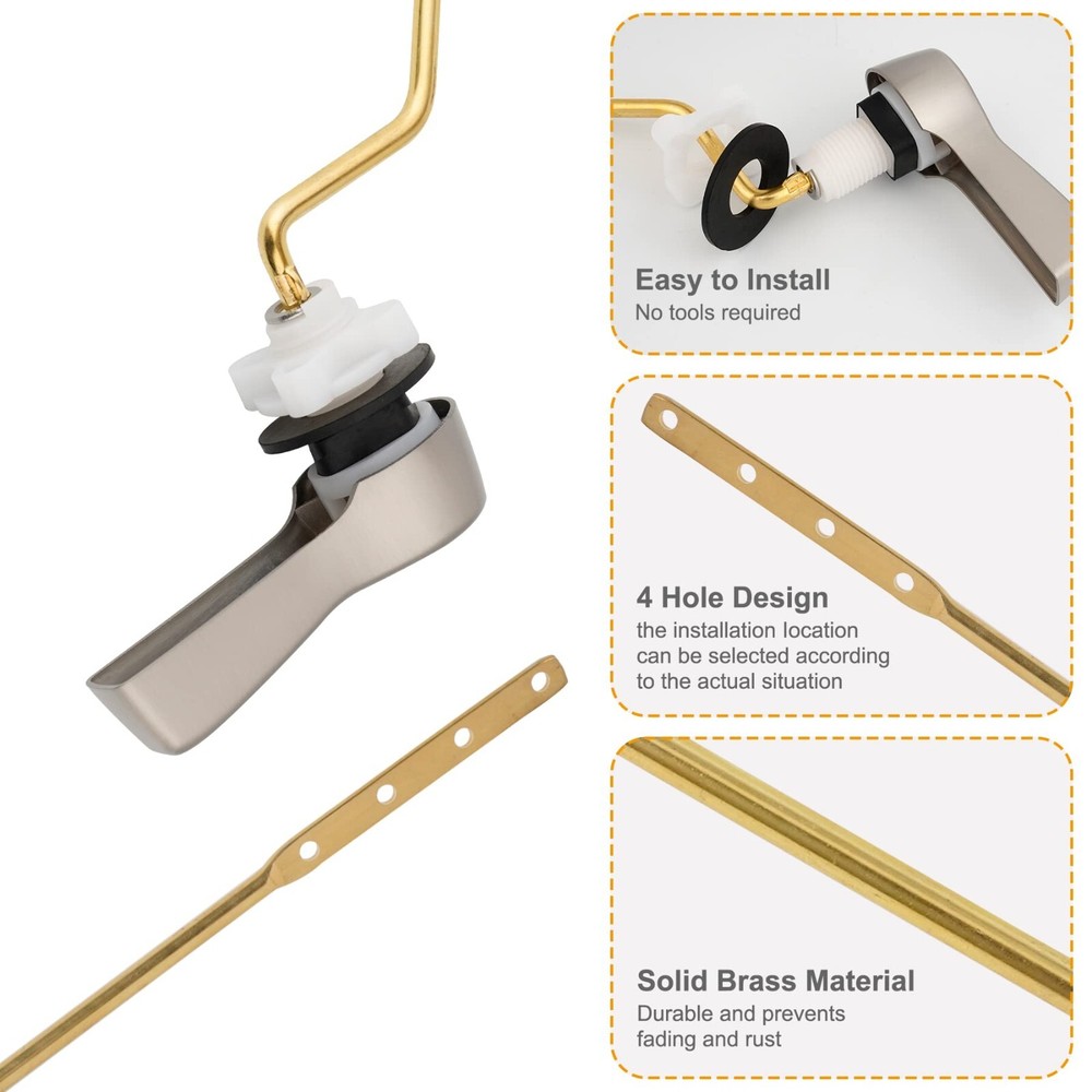 2Pack Universal Side Mount Toilet Handle Trip Lever Tank Flush Lever Replacement