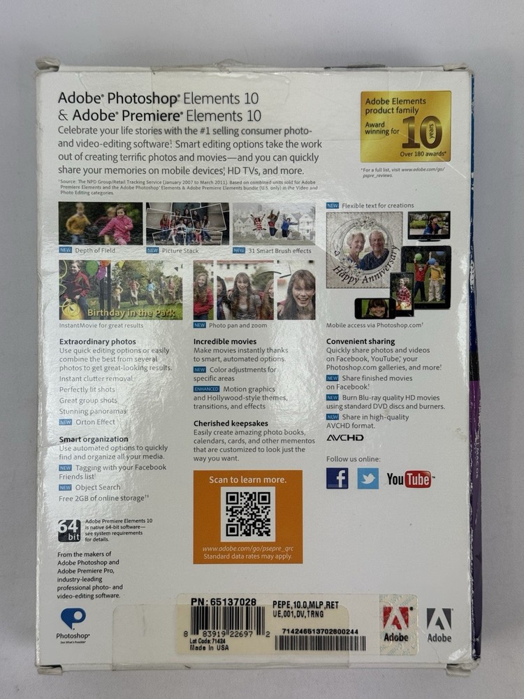 Adobe Photoshop Elements 10 & Premiere Elements 10 Adobe 65136896 PC / MAC