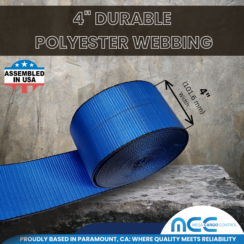 USA 12 Pack 4" x 5' Roll Off Container Winch Strap w/ Flat Hook 5400 LBS BLUE