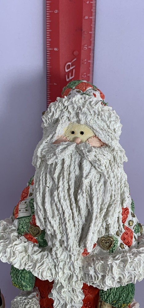 Patchwork Santa Figure With Animals 7”