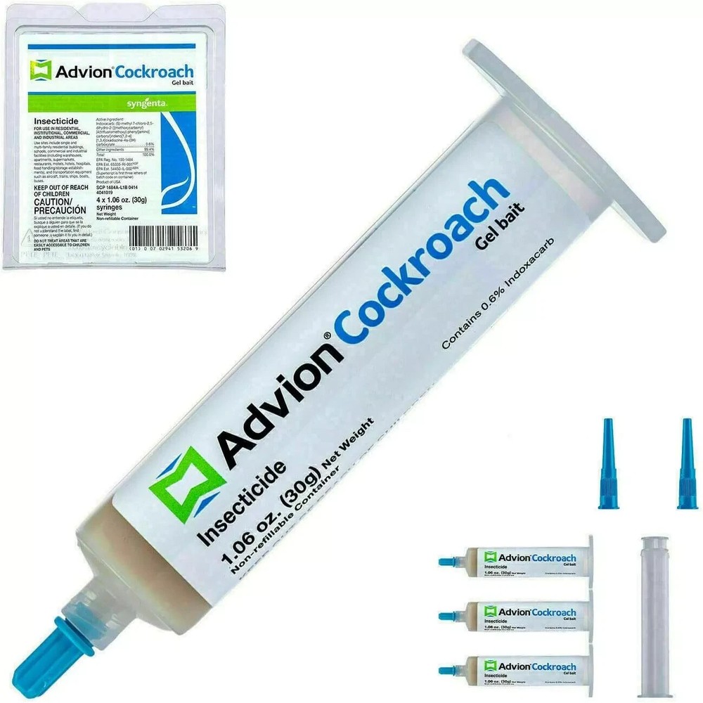 Advion Roach Killer | 4 PACK | Cockroach Gel Bait Tubes + Plunger & Tips