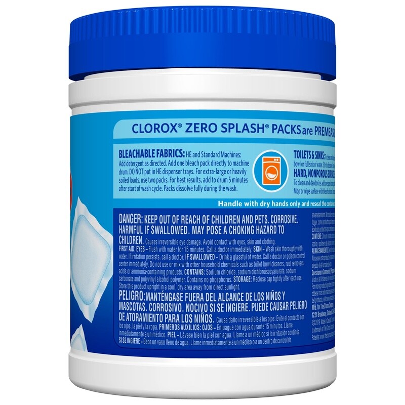 Zero Splash Bleach Packs Solid Pods Laundry Multi Surface Cleaning 12 Count New