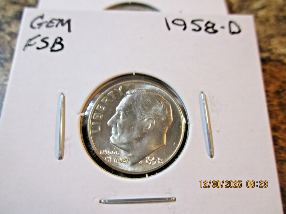 1958-D ROOSEVELT SILVER DIME SPLIT BANDS   ALL