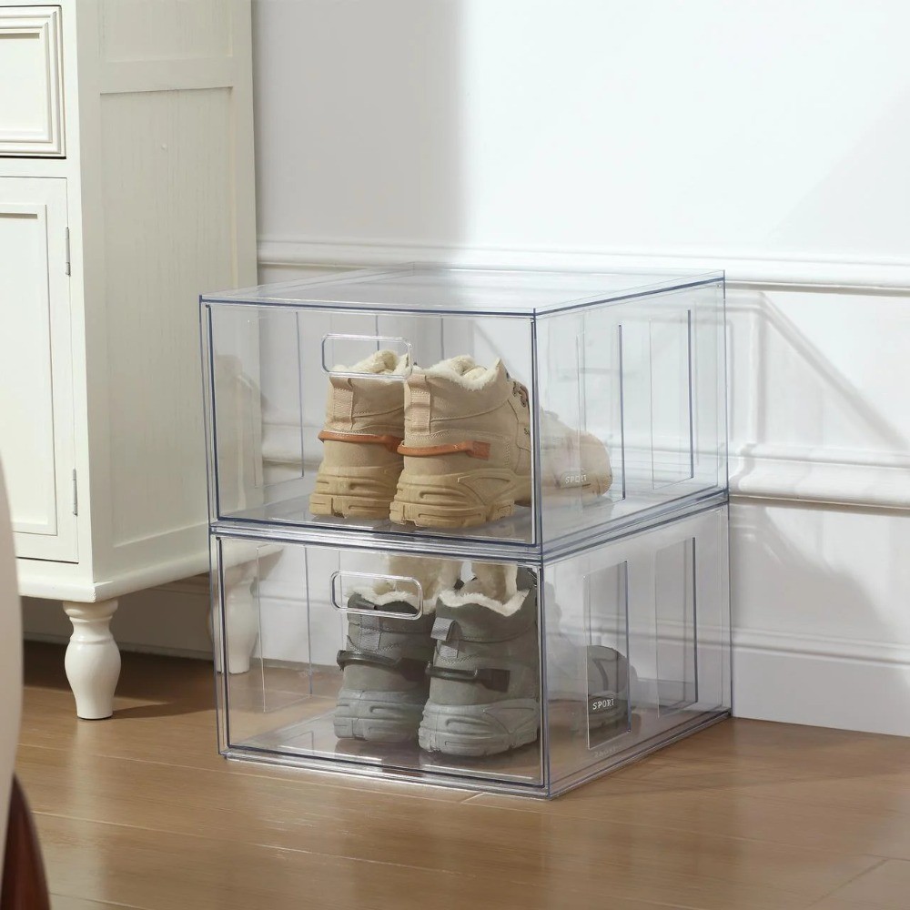 Clear Glossy Plastic Pull-Out Closet Drawer Extra Large Size, Adult Size