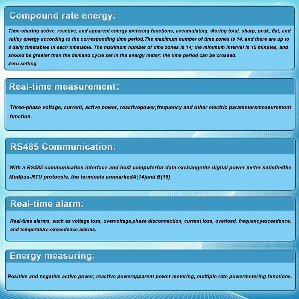 Programmable 3-Phase Electricity Meter with RS485 & LCD Display