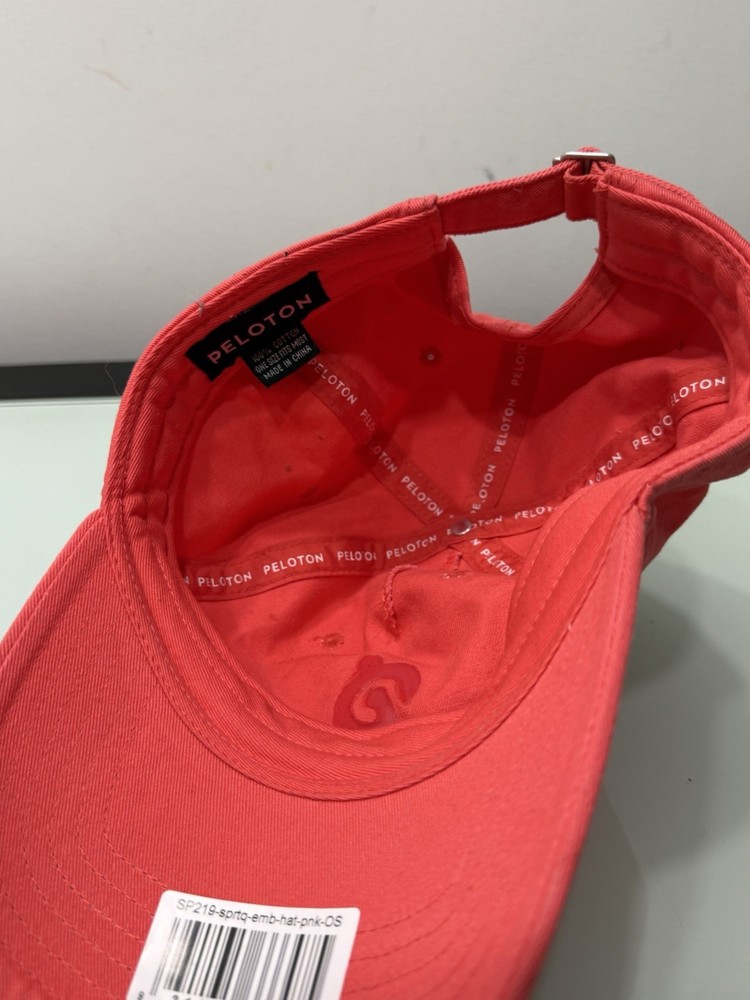 PELOTON Adjustable Strapback Hat Cap Embossed Logo CORAL
