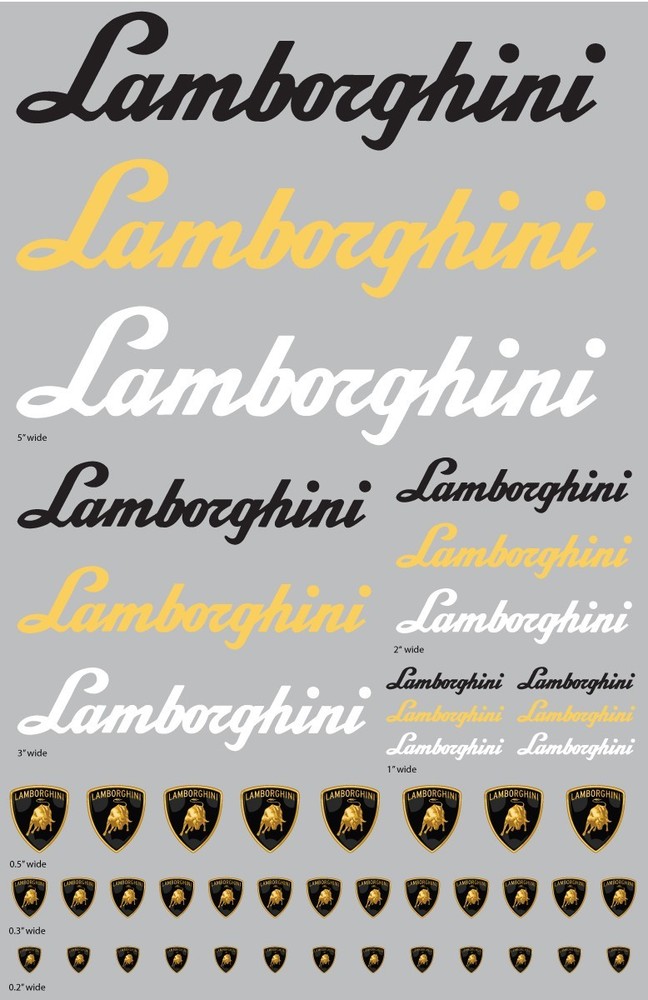 Lamborghini Logos Transfer Decal sheet