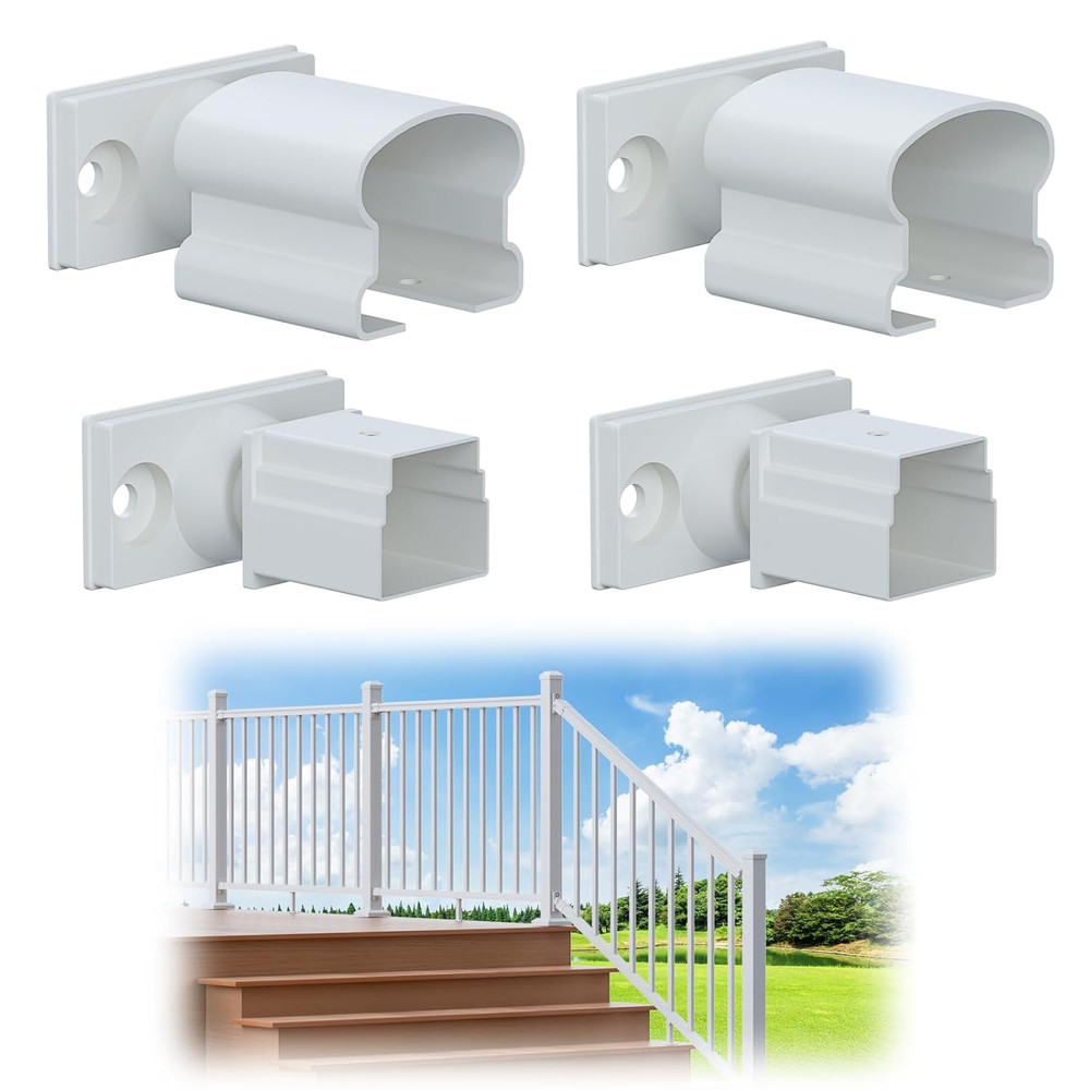 4 Pack Aluminum Deck Railing Bracket Connector, Adjustable Railing Bracket, Whit