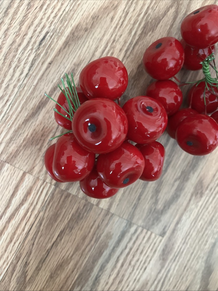 24 Pcs Red Artificial Cherries, Fake Fruit Decor Simulation Cherry Model