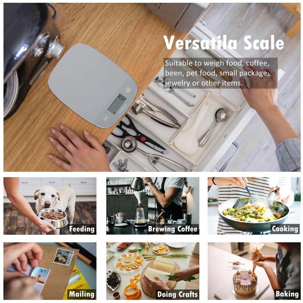 Effortless Cooking Scale - 11lb Capacity, Multiple Units & Smart Tare Function