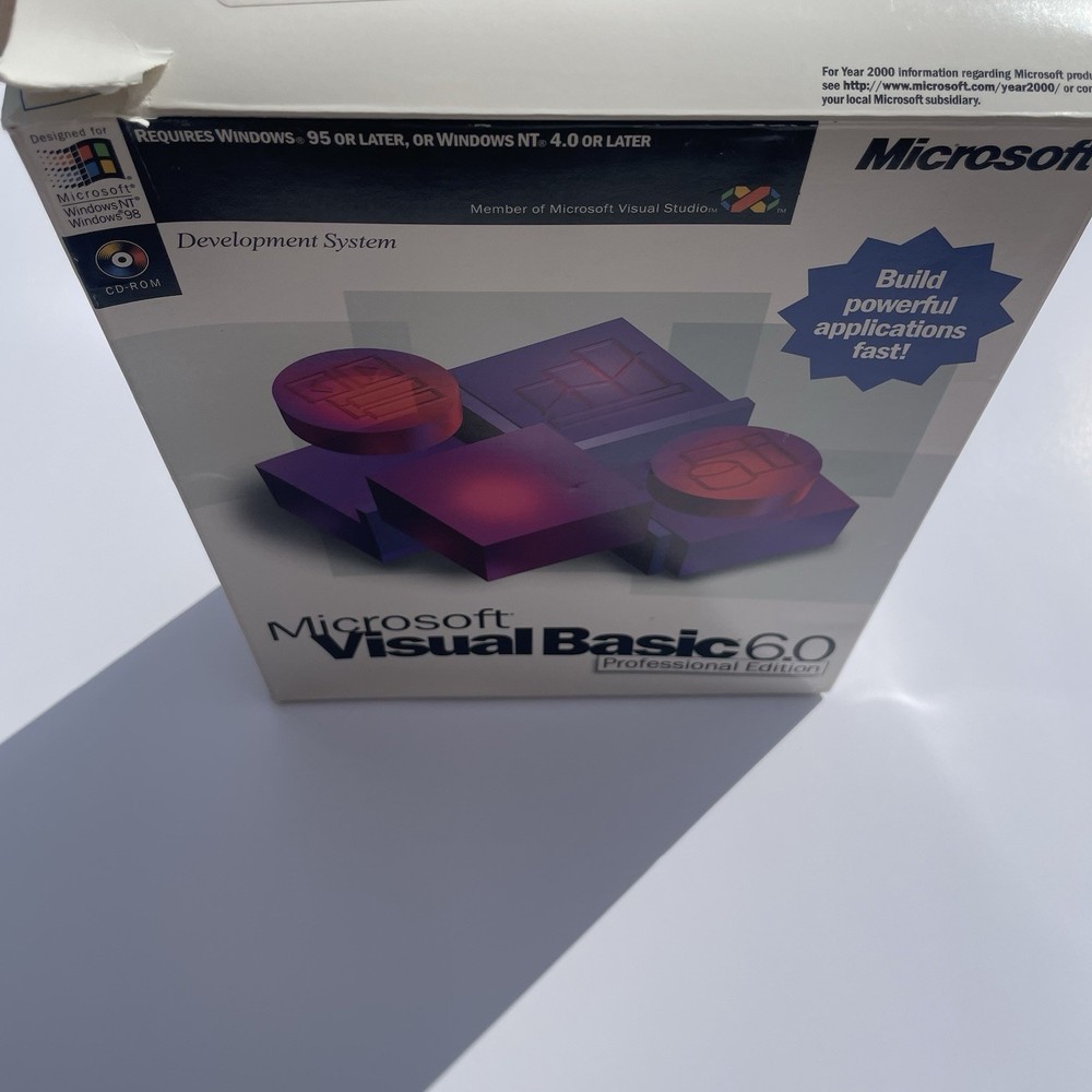 Microsoft Visual Basic 6.0 Professional Edition Pro 6 203-00490 Full Retail