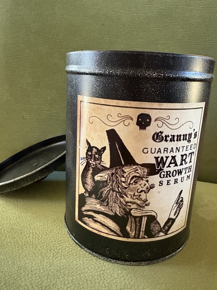 Witch And Cat Black Tin Container With Lid