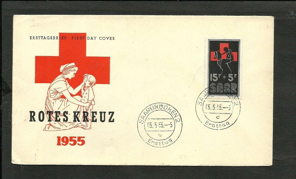 RED CROSS SARRE FDC 1955 VF