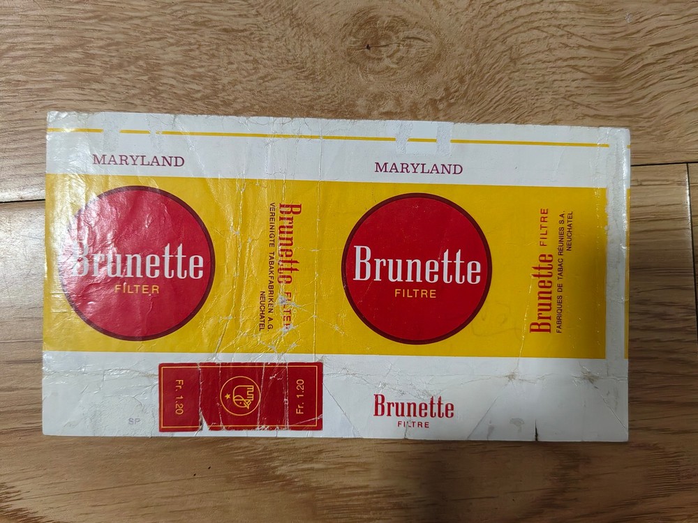 opened empty cigarette soft pack-Switzerland-70 mm--Brunette-Maryland
