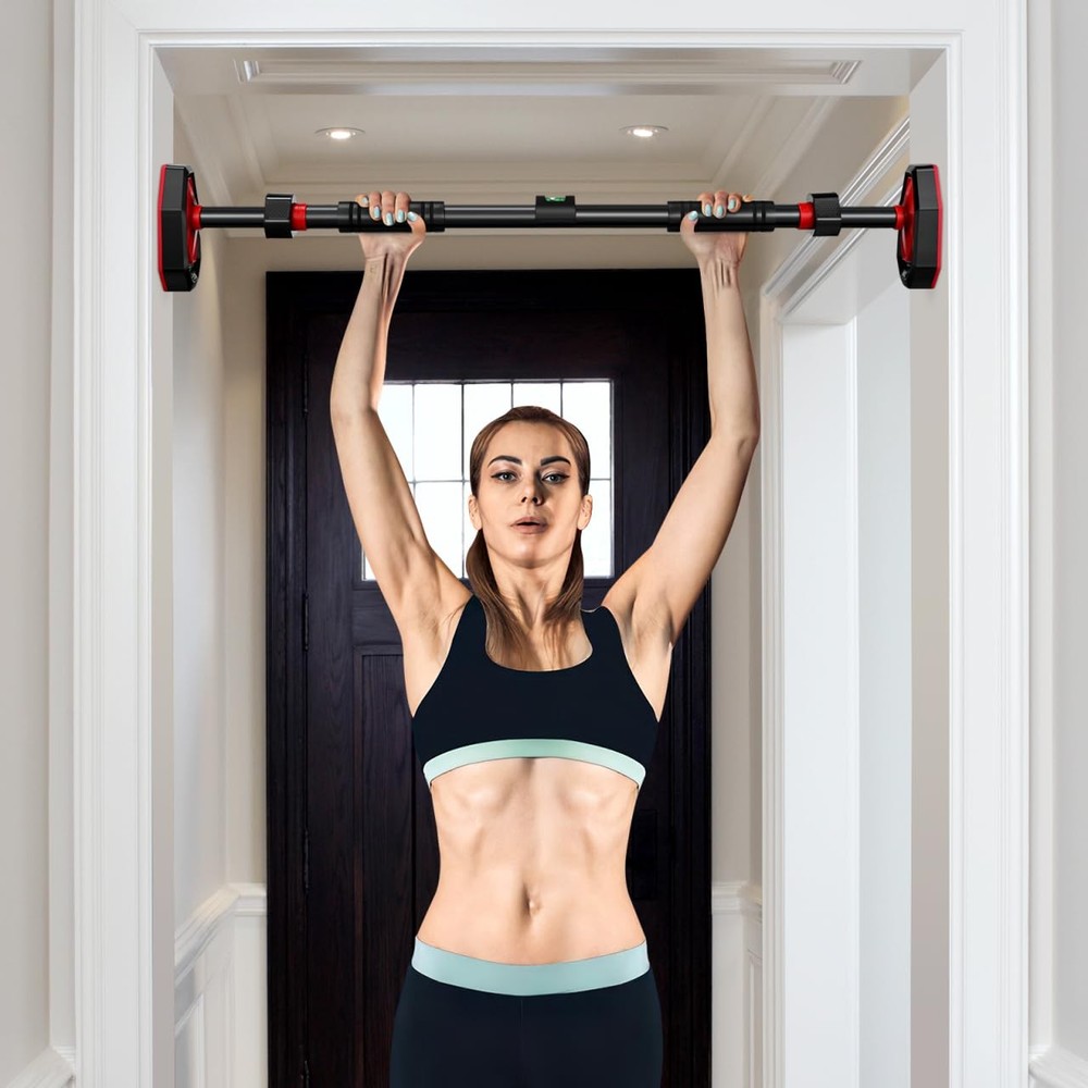Adjustable Doorway Pull up Bar with Secure Locking No Drilling Installation C...