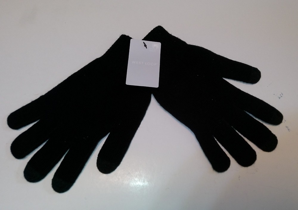 West Loop Women's Black Knit Texting Gloves - OS - NWT