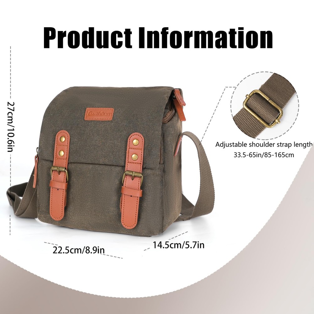 Small Camera Bag Compact Canvas Camera Messenger Bag, Digital Camera Shoulder...