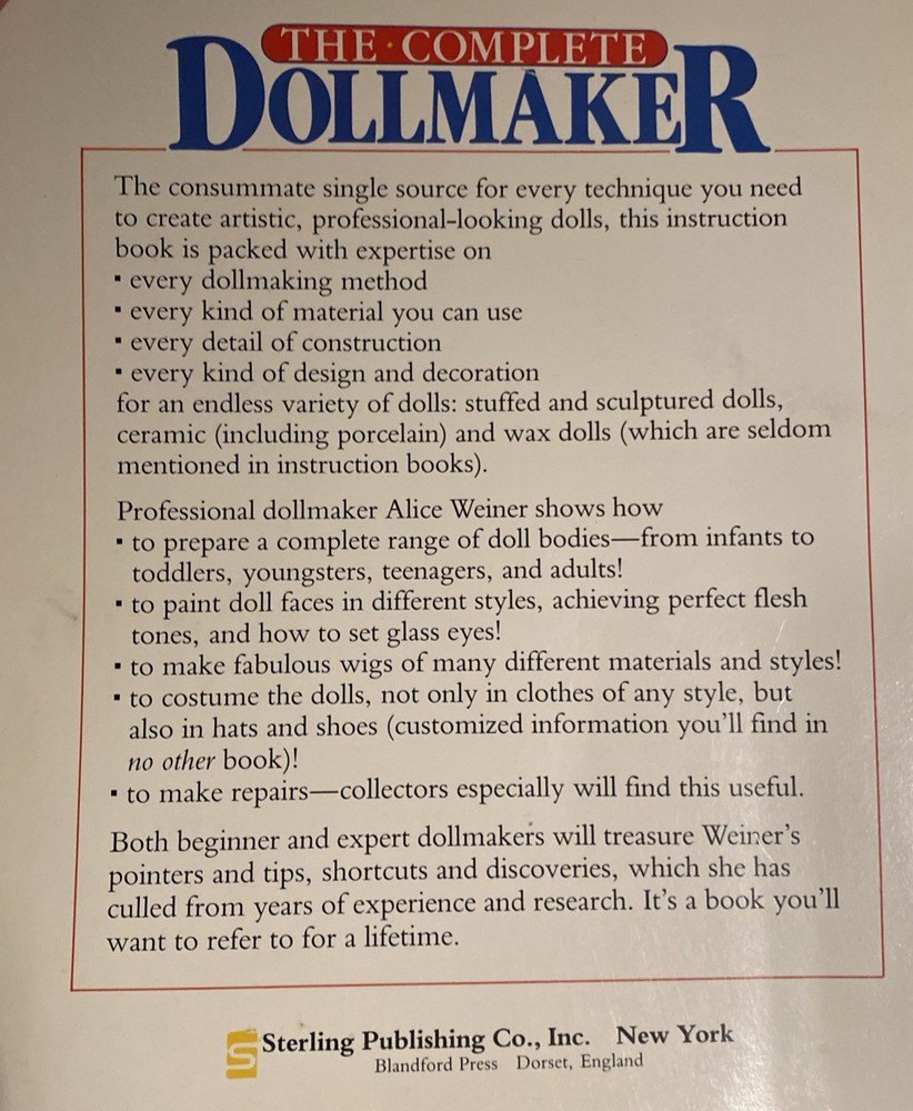 The Complete Dollmaker Alice Weiner Doll Making Book