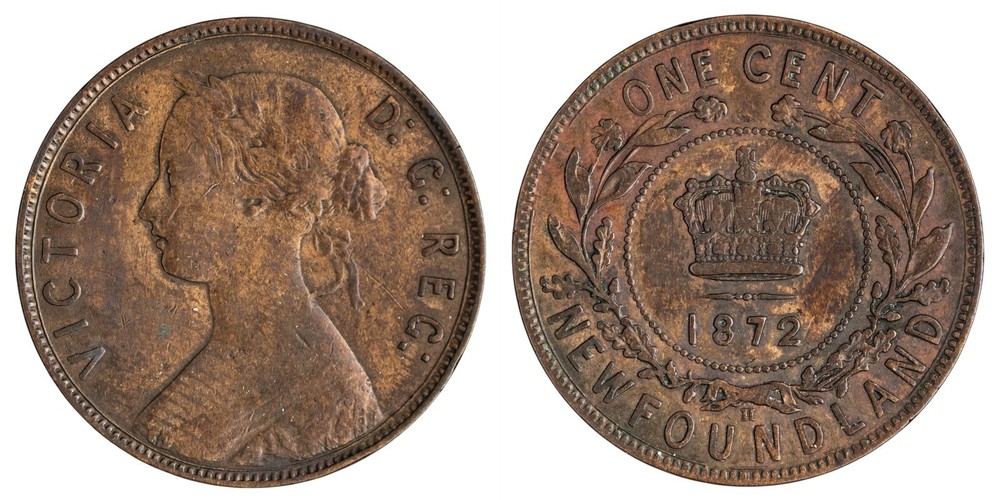 Canada. Newfoundland 1872-H Bronze Large Cent, EF KM-1
