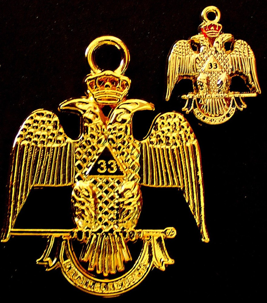 33rd Degree Eagle Charm Large + Small Pendant SET