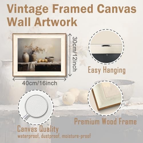 Framed Kitchen Wall Art Prints, Rustic Kitchen 16"L x 12"W Still Life