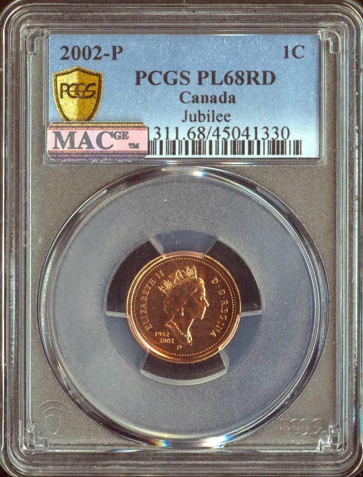 2002 Canada Small Cent 1C PCGS PL68 RD MAC - Quality