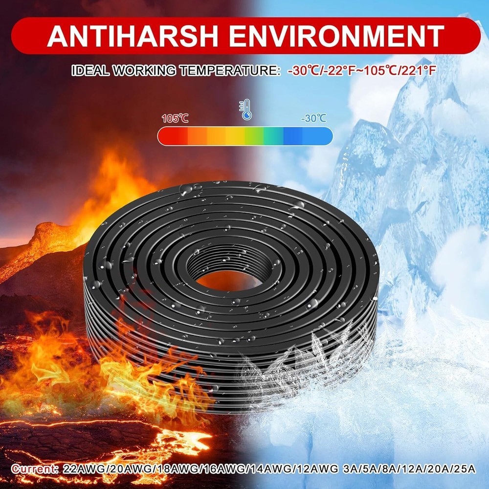 18 Gauge 2 Conductor Stranded PVC Electrical Wire 100FT 12V