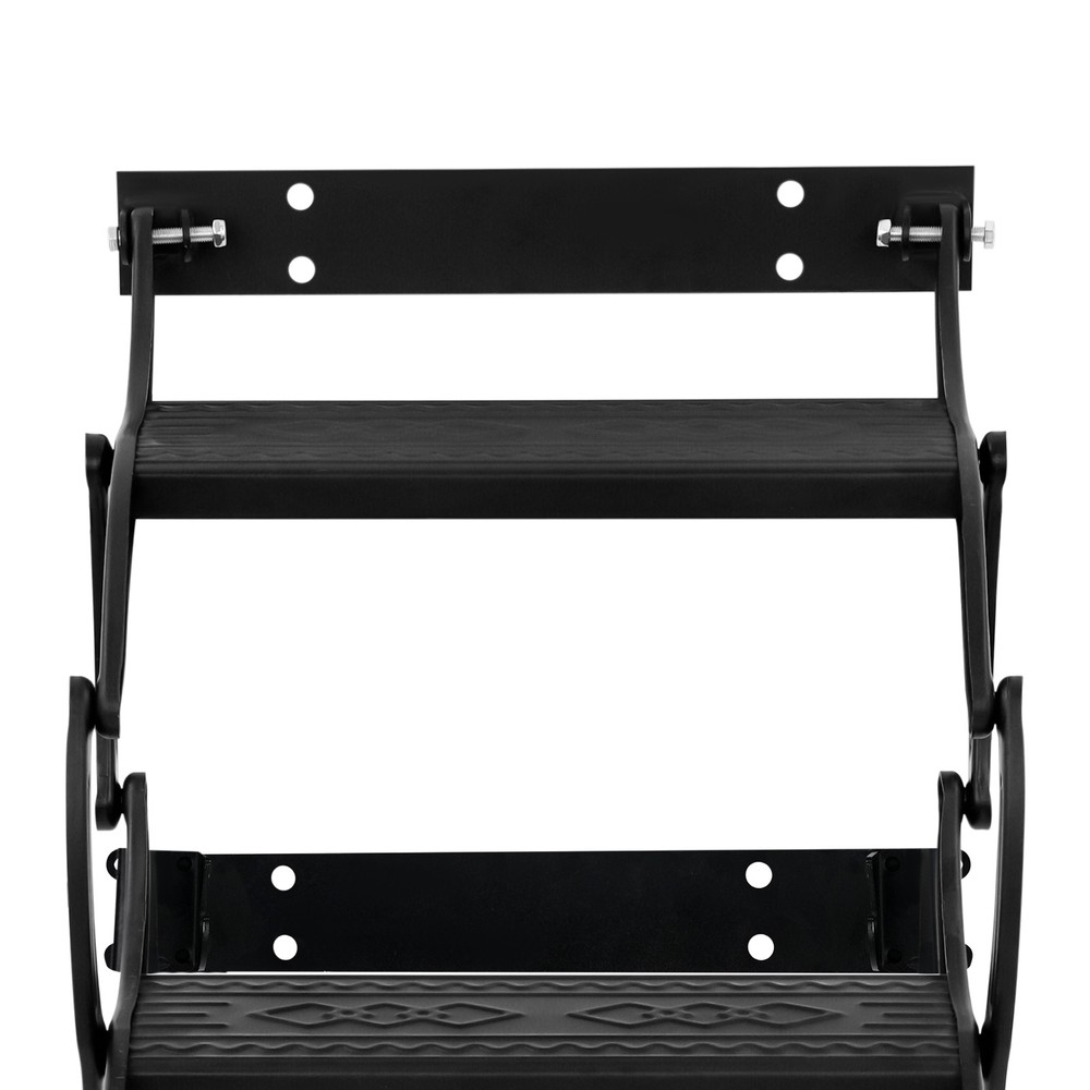 4-Step Wall Mounted Folding Ladder, Black Retractable Telescoping Step Ladders