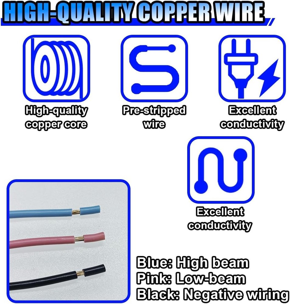 4PCS Pre-Wired Harness Sockets, LED Bulbs Socket Adapter Pigtail 4Pack