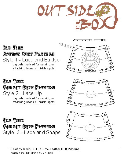 Cowboy Cuff Leather Craft Pattern- Three Different Styles Included
