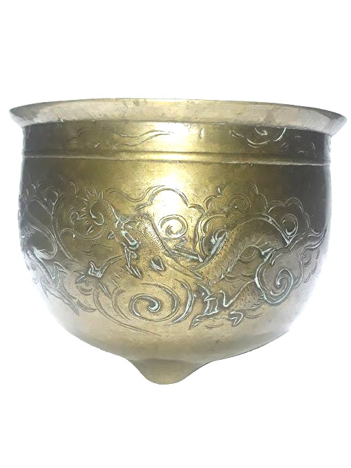 Large Qing Dynasty Bronze Temple censor with Dragons