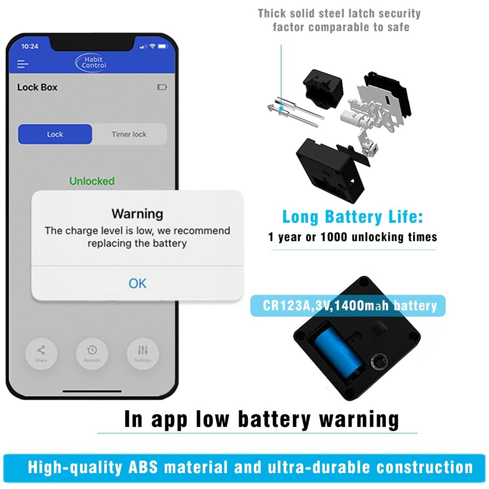 Habit Control Timed Lock Box with App Controlled Lock | Timer and Regular Lock