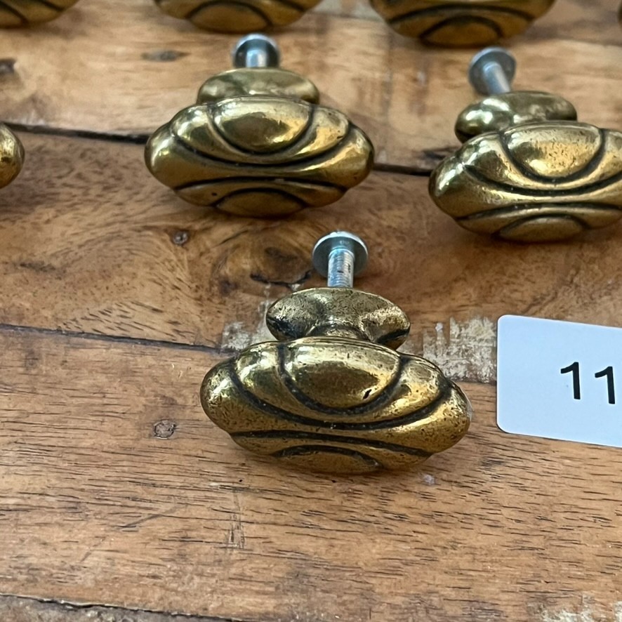 Vintage Drawer Knobs Pulls Lot Of 17 Shiny Polished Brass
