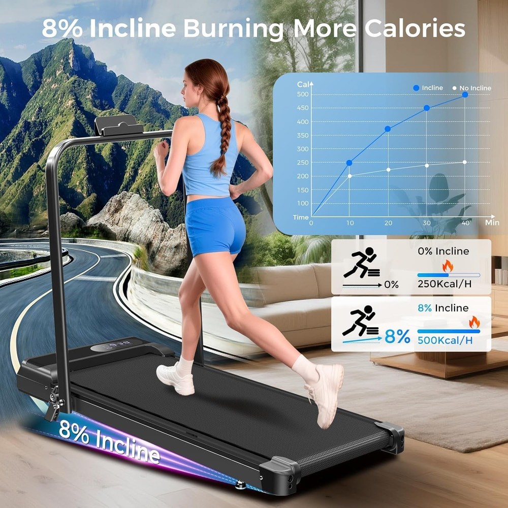 Multifunctional Foldable Treadmill - 350lbs Capacity
