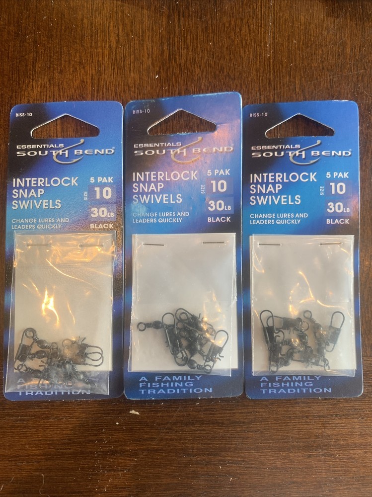 3 Packs South Bend Interlock Snap Swivels Size 10 30 LB