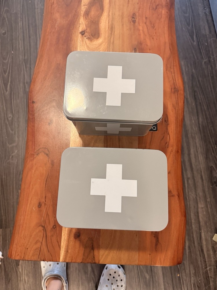 First Aid Grey Boxes (2) Boxes Only No Supplies