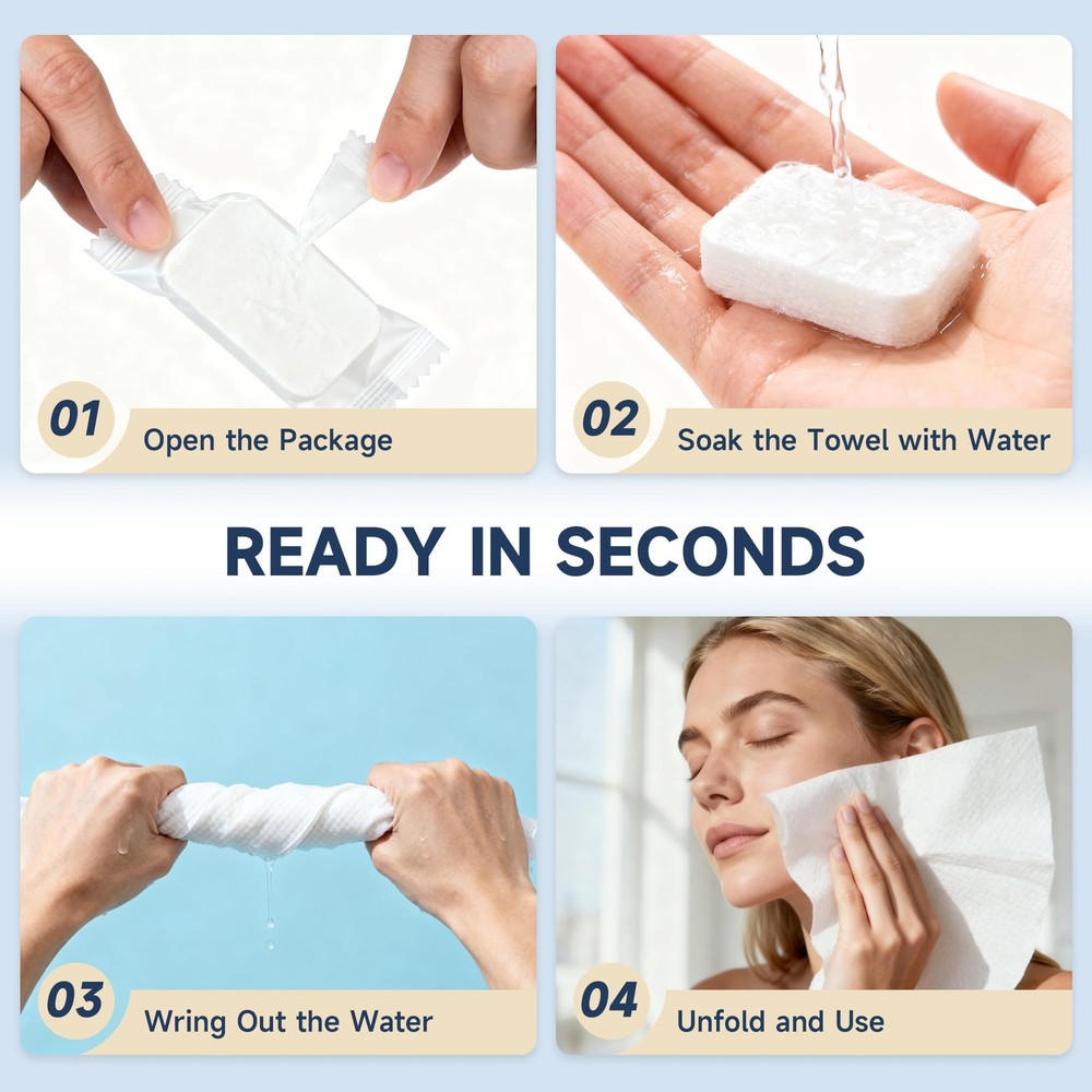 ANKEXIN 200 PCS Compressed Towels, Extra Thick 1 Count (Pack of 200), White