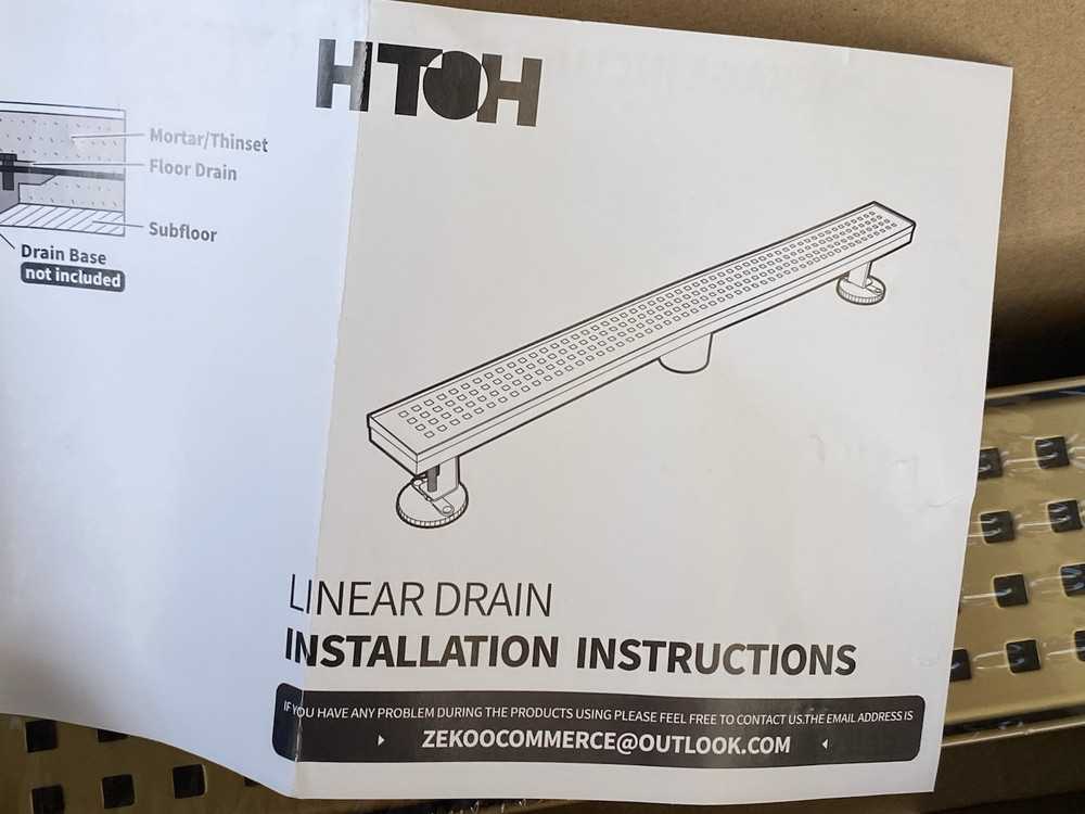HTOH 24 Inch Linear Shower Drain Rectangular Floor Drain Brushed Gold