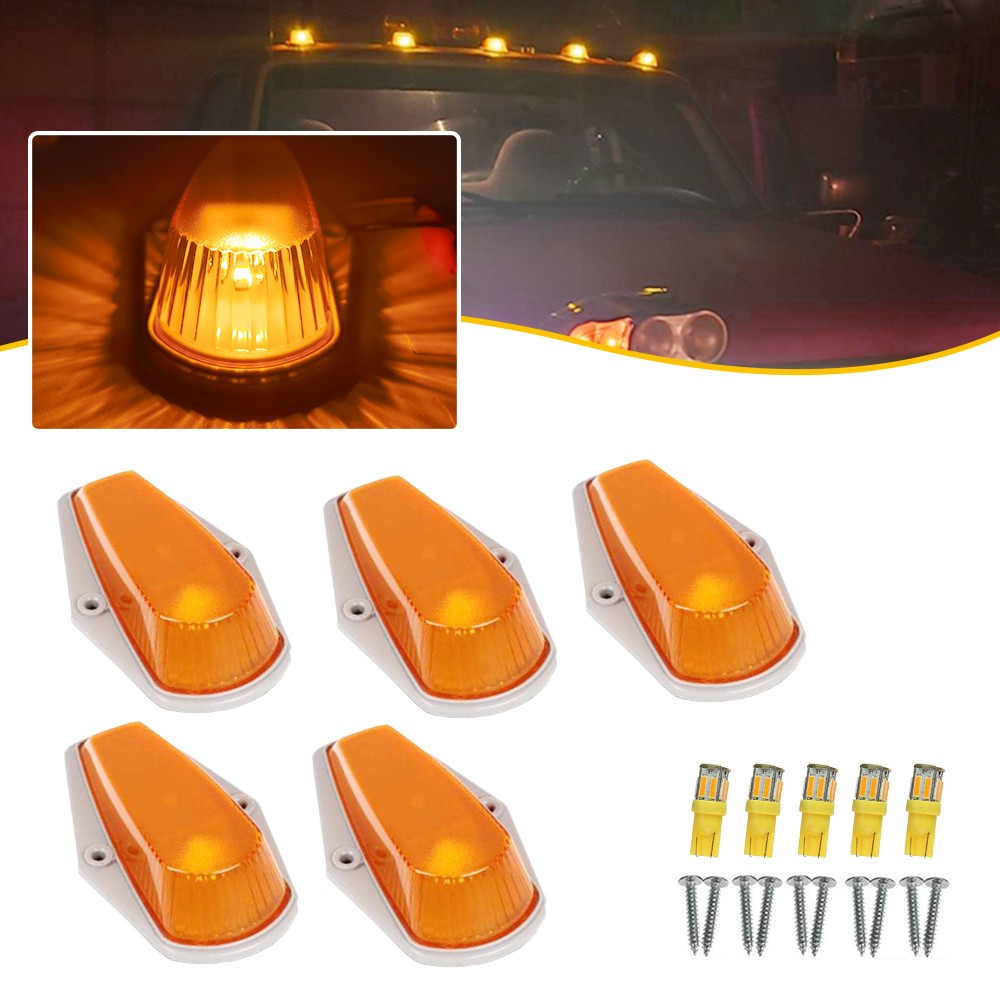 5Pcs For FORD F150 F350 Roof F250 1973-1997 Top Cab Lights Amber Marker Lights K
